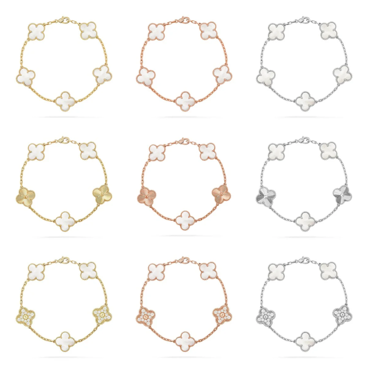 [⭐JeweliWhal]CLOVER WHITE PEARL MOP 5 MOTIF BRACELET COLLECTION
