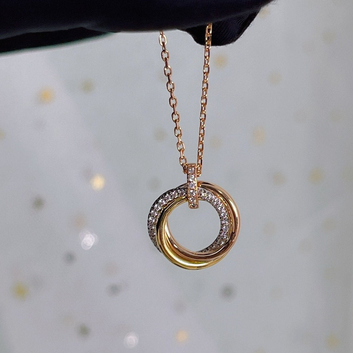 [⭐JeweliWhal]TRINITY NECKLACE SILVER GOLD PINK GOLD DIAMONDS