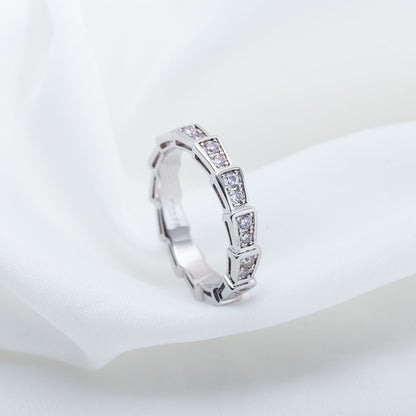 [⭐JeweliWhal]SERPENTI RING SILVER DIAMOND PAVED 3MM