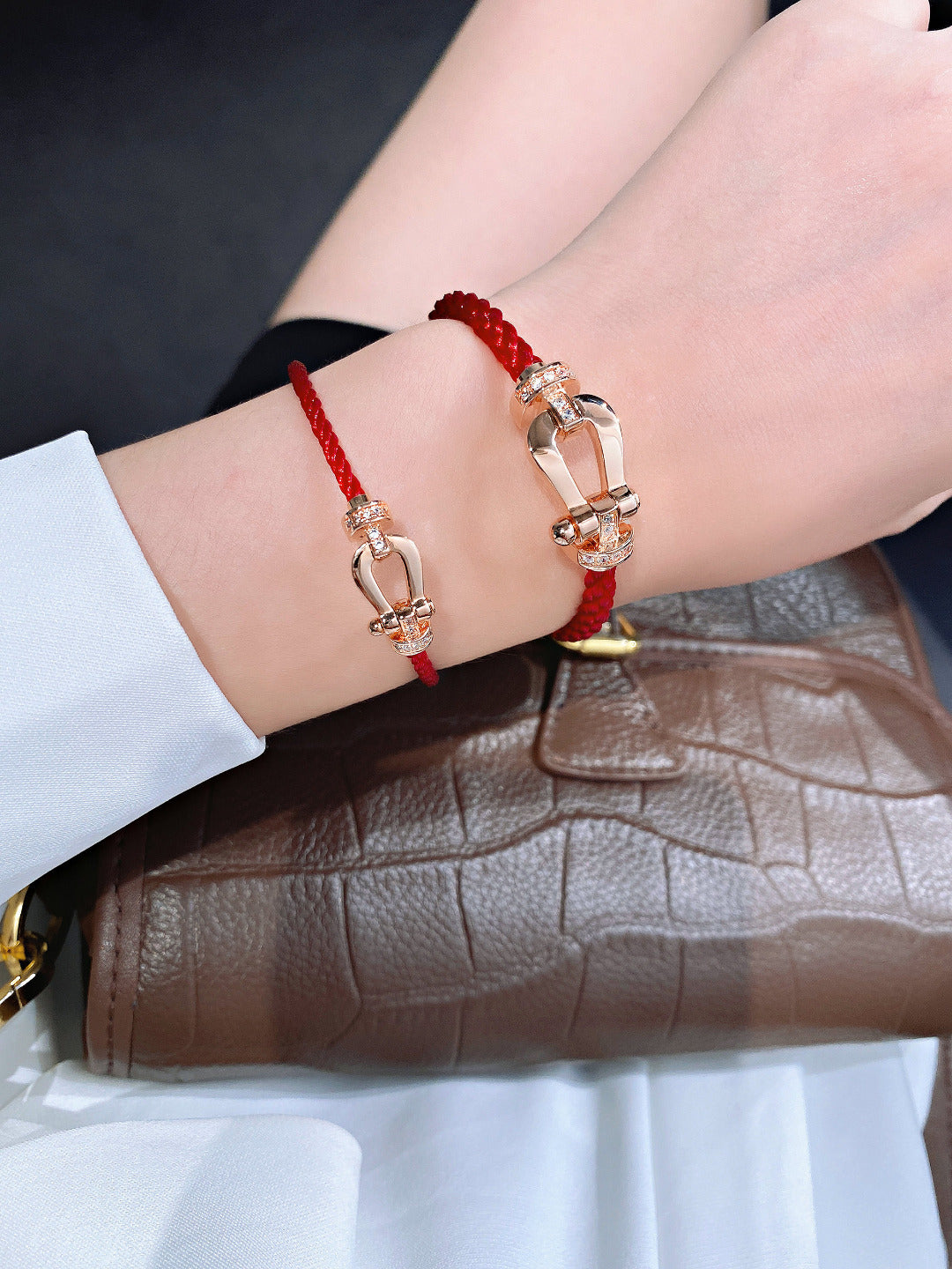 [⭐JeweliWhal]FORCE 10 HALF DIAMOND PINK GOLD RED CORDERI LARGE AND MEDIUM MODEL