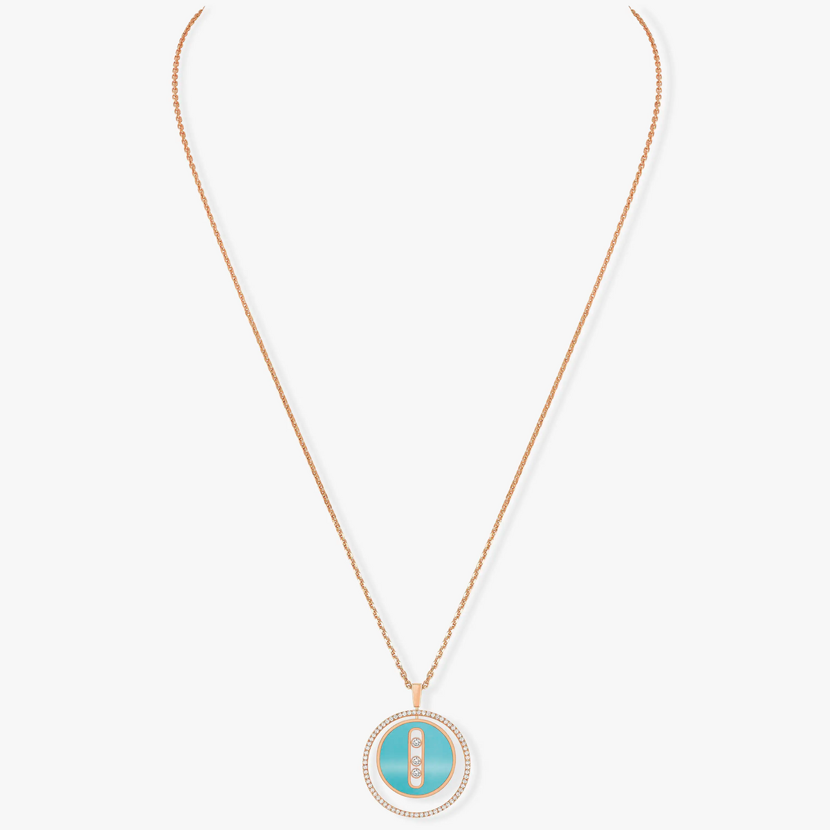 [⭐JeweliWhal]Demo MOVE 3 DIAMONDS TURQUOISE PINK GOLD DIAMOND NECKLACE