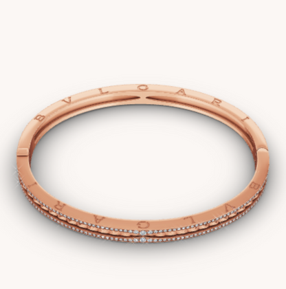 [⭐JeweliWhal]ZERO 1 SPIRAL AND PAVED DIAMOND PINK GOLD BRACELET