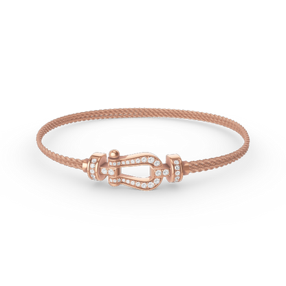 [⭐JeweliWhal]FORCE SMALL HORSESHOE  DIAMOND CHAIN ROPE BRACELET