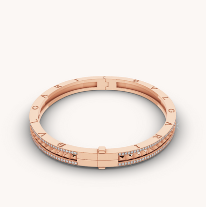 [⭐JeweliWhal]ZERO 1 SPIRAL AND PAVED DIAMOND PINK GOLD BRACELET