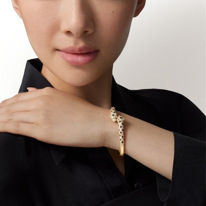 [⭐JeweliWhal]PANTHERE DOUBLE HEADED HALF DIAMOND OPEN BRACELET