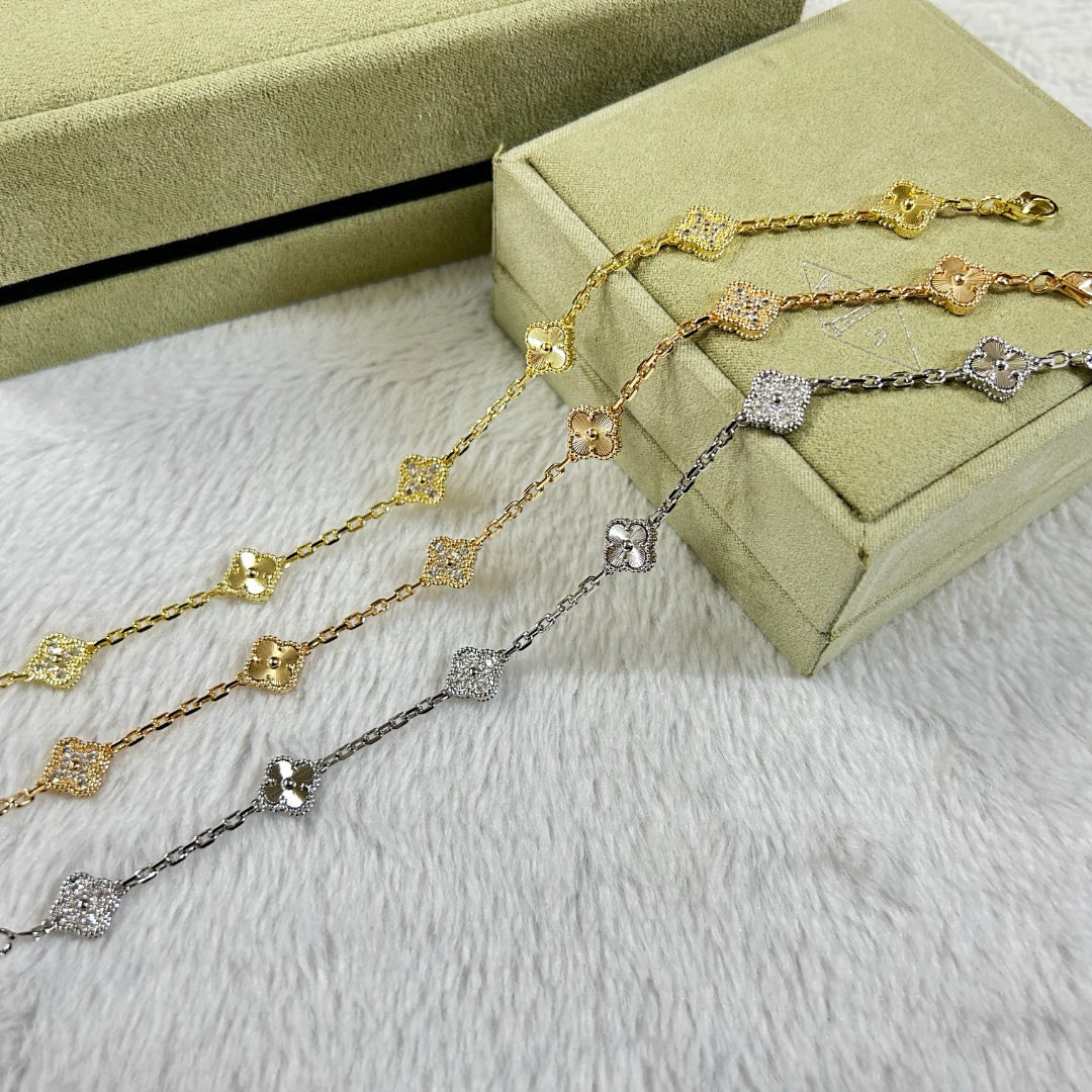 [⭐JeweliWhal]CLOVER 6 MOTIF DIAMOND LASER BRACELET