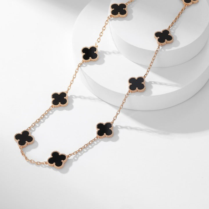 [⭐JeweliWhal]CLOVER 10 MOTIFS ONYX NECKLACE