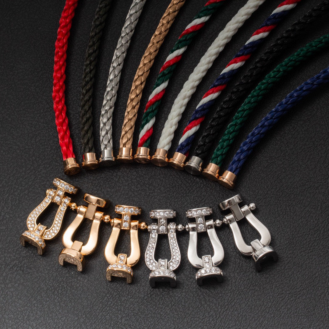 [⭐JeweliWhal]FORCE LARGE HORSESHOE HALF DIAMOND BRACELET ROSE GOLD