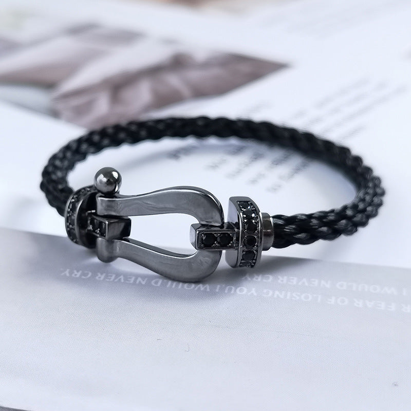 [⭐JeweliWhal]FORCE LARGE SERIES HORSESHOE BLACK SAMURAI BRACELET