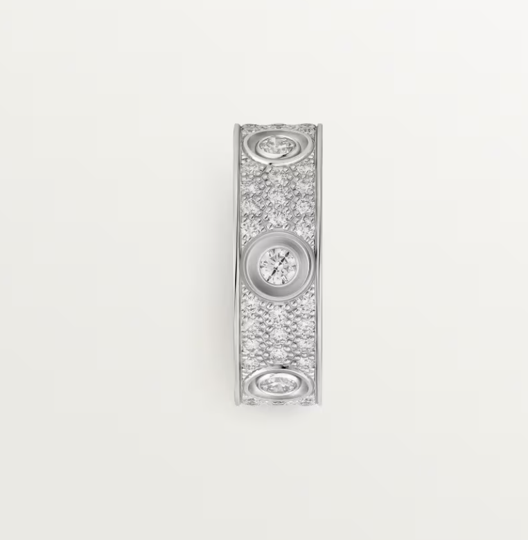 [⭐JeweliWhal]LOVE RING 6.5MM Full Diamond, 6 Major Diamonds Silver