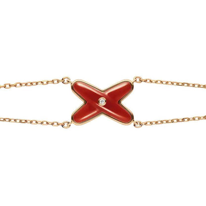 [⭐JeweliWhal]JEUX BRACELET CARNELIAN PINK GOLD 1 DIAMOND