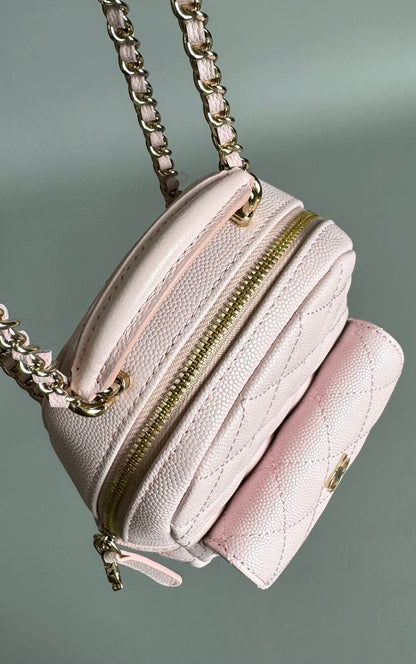 CC MINI 18 BACKPACK PINK CAVIAR LIGHT GOLD HARDWARE
