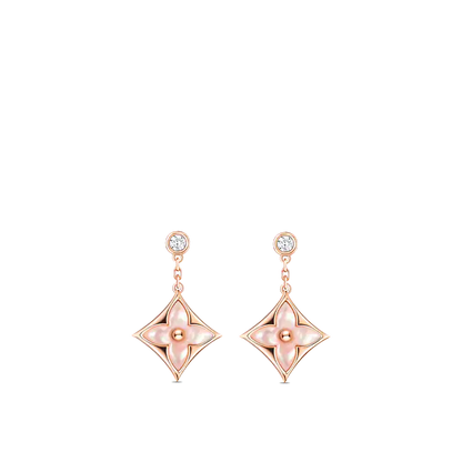 [⭐JeweliWhal]DOUBLE STAR PINK GOLD MOP DROP EARRINGS
