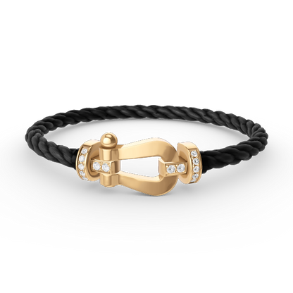 [⭐JeweliWhal]FORCE LARGE HORSESHOE HALF DIAMOND BRACELET GOLD