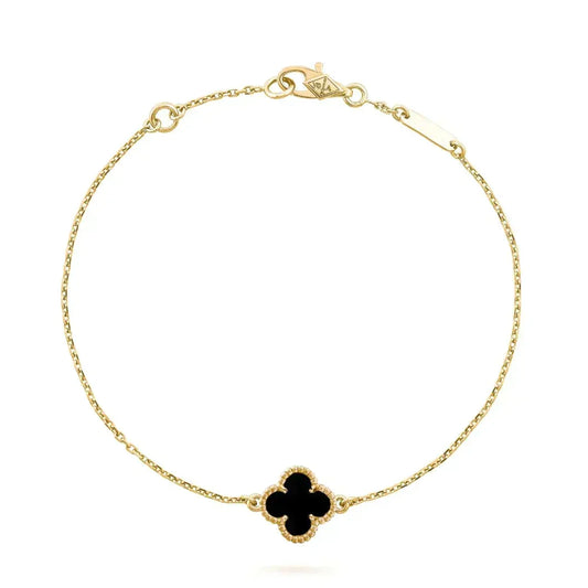 [⭐JeweliWhal]CLOVER ONYX SINGLE FLOWER BRACELET