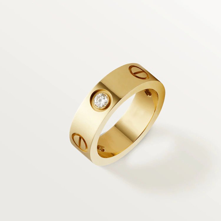 [⭐JeweliWhal]LOVE RING 5.5MM 3 DIAMONDS PINK GOLD